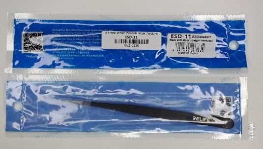 פינצטה אנטי סטטית ישרה שחורה ESD-11